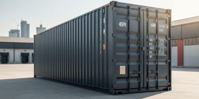 A large 45ft High Cube Container being delivered to a site in Kenya by IDEAL Containers' specialized truck for extra capacity