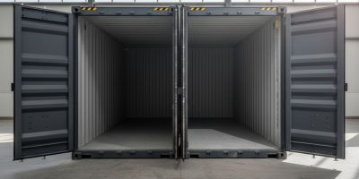 A 20ft Double-Door Container, also known as a Tunnel Container, showing open doors on both ends in a Kenyan setting.