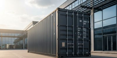 A 40ft high cube container being loaded with tall cargo, showcasing its extra height, in a logistics yard in Kenya by IDEAL C