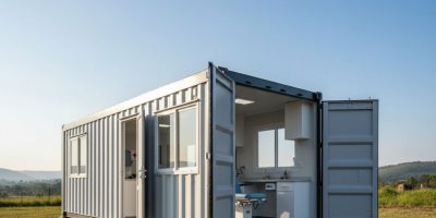 IDEAL Containers Mobile Clinic Units deployed in a rural Kenyan community, offering healthcare services.