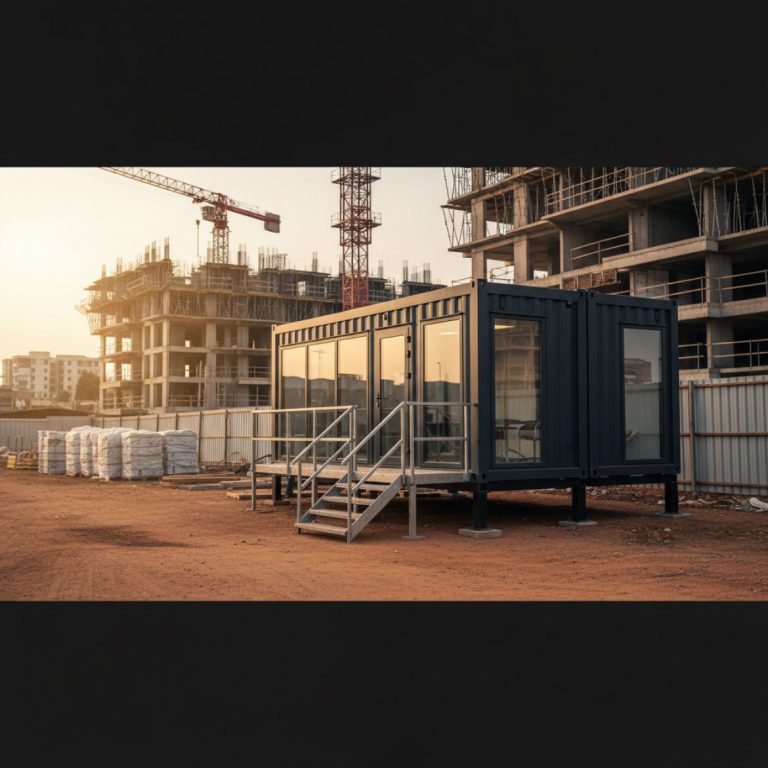 Modern office container hire for construction sites in Kenya, featuring a secure and functional workspace.